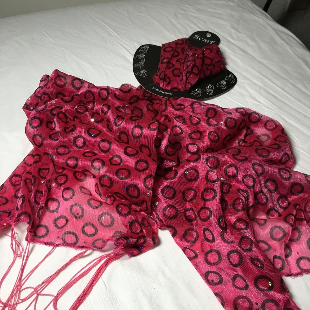 Hot Pink Pebbles Brand New Designer Women's Scarf with Tassels